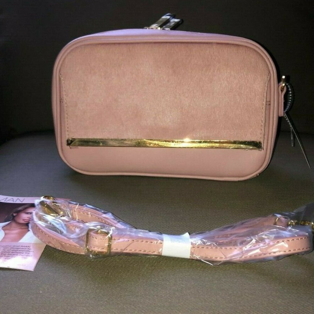 JOY & IMAN Leather & Calf Hair Crossbody Bag BLUSH - Picture 2 of 8